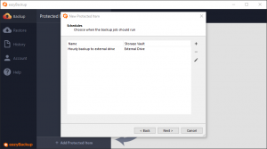 Backup schedule to local device
